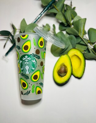 Avocado Delight: Premium Plastic Starbucks Tumbler with High